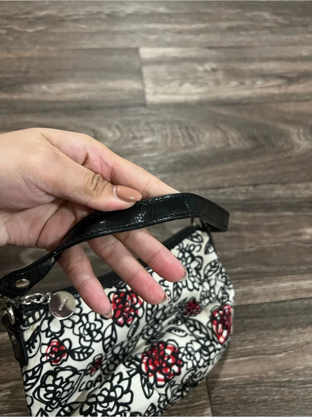 Coach Poppy Floral Graffiti Print Satin Shoulder Bag